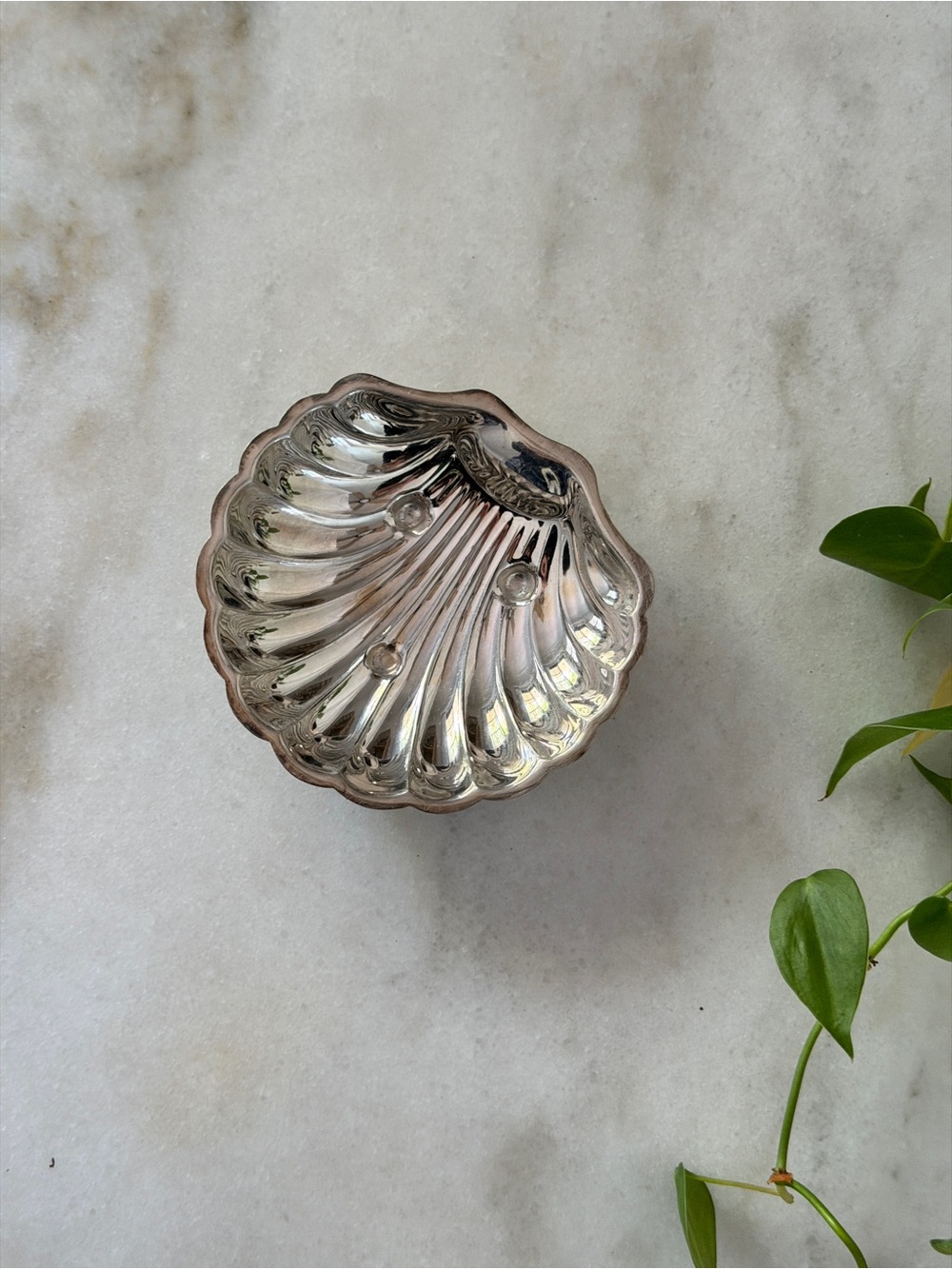 Silver Shell-Shaped Decorative Dish